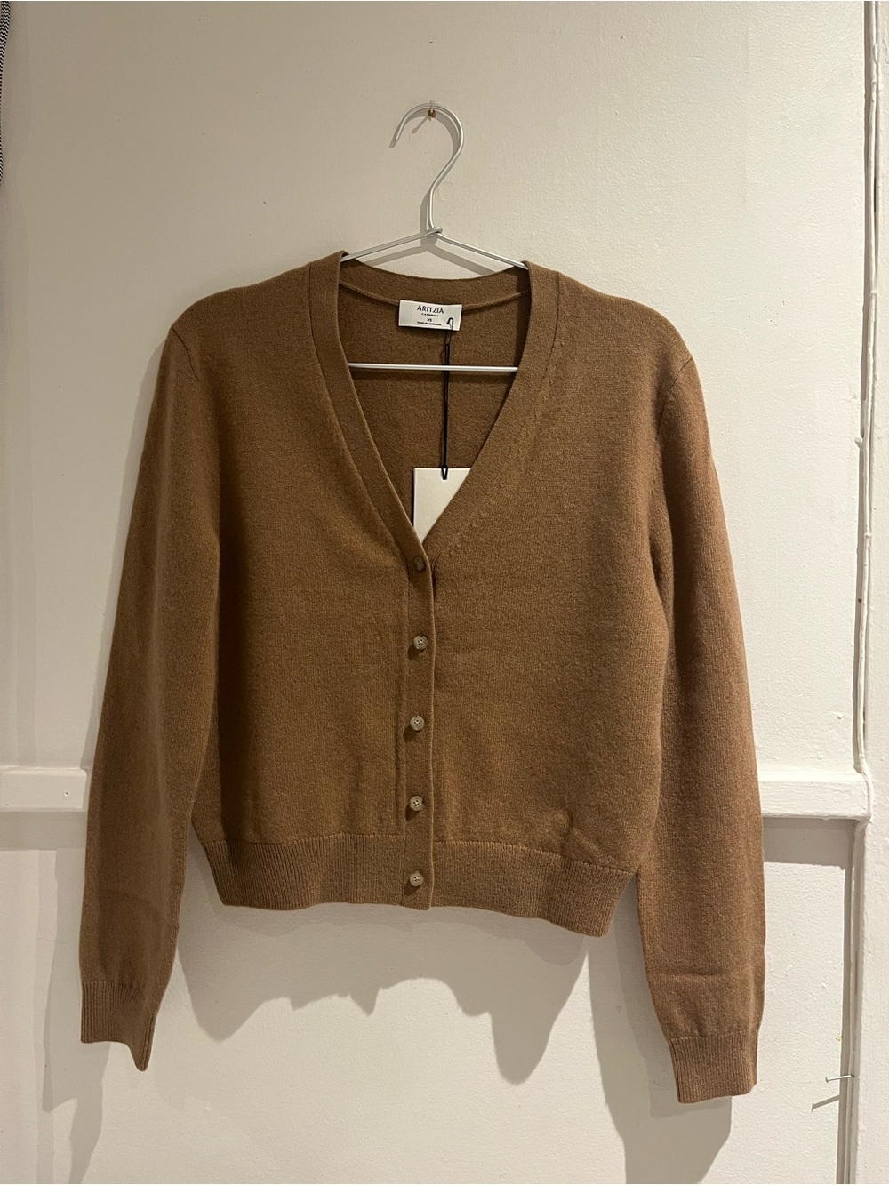 Aritzia Brown V-Neck Button Front Sweater